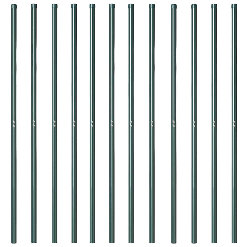 Afrasteringspaal 12 pcs Groen Poedergecoat staal is nu te koop bij PeponiXL, paradijselijk wonen!