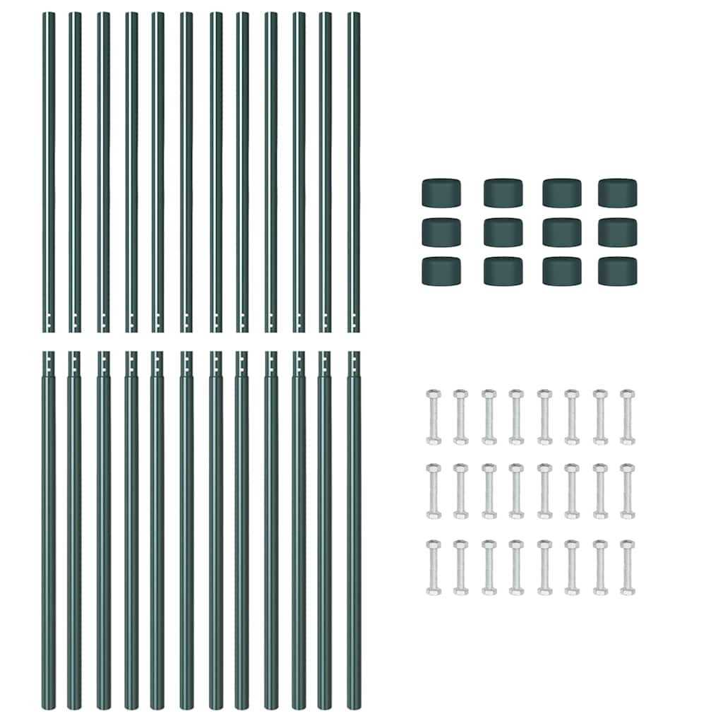 Afrasteringspaal 12 pcs Groen Poedergecoat staal is nu te koop bij PeponiXL, paradijselijk wonen!