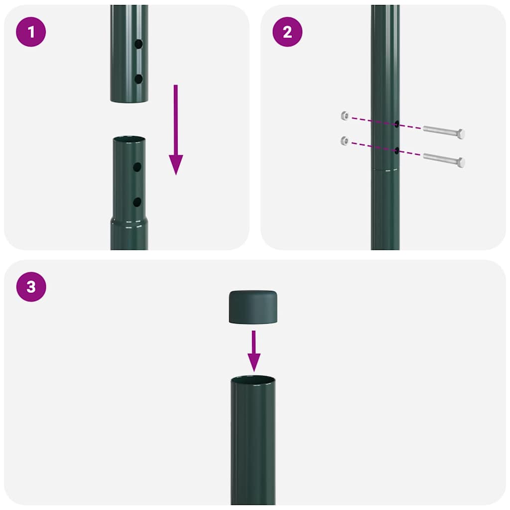 Afrasteringspaal 12 pcs Groen Poedergecoat staal is nu te koop bij PeponiXL, paradijselijk wonen!