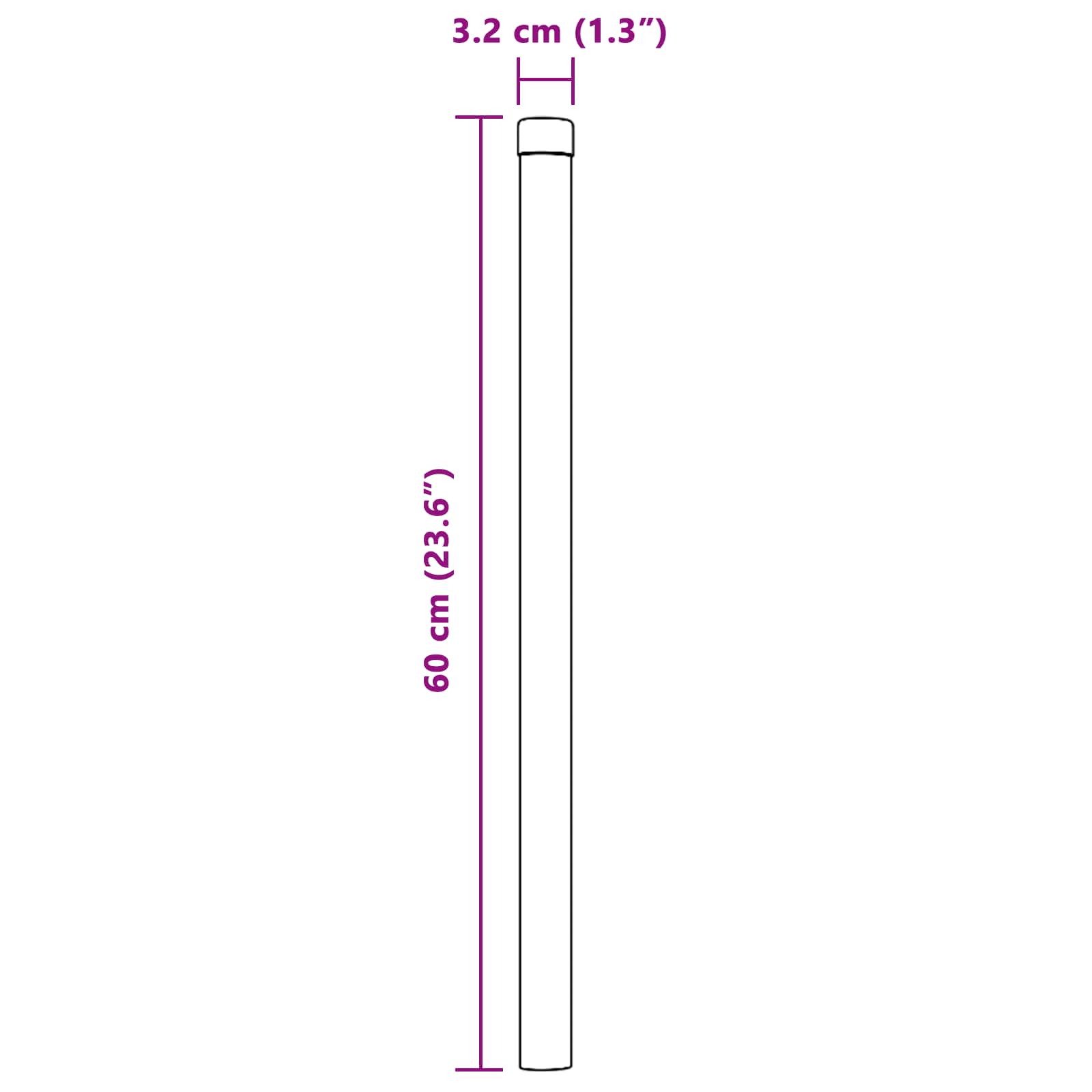 Afrasteringspaal 2 pcs Grijs 60 cm Poedergecoat staal is nu te koop bij PeponiXL, paradijselijk wonen!