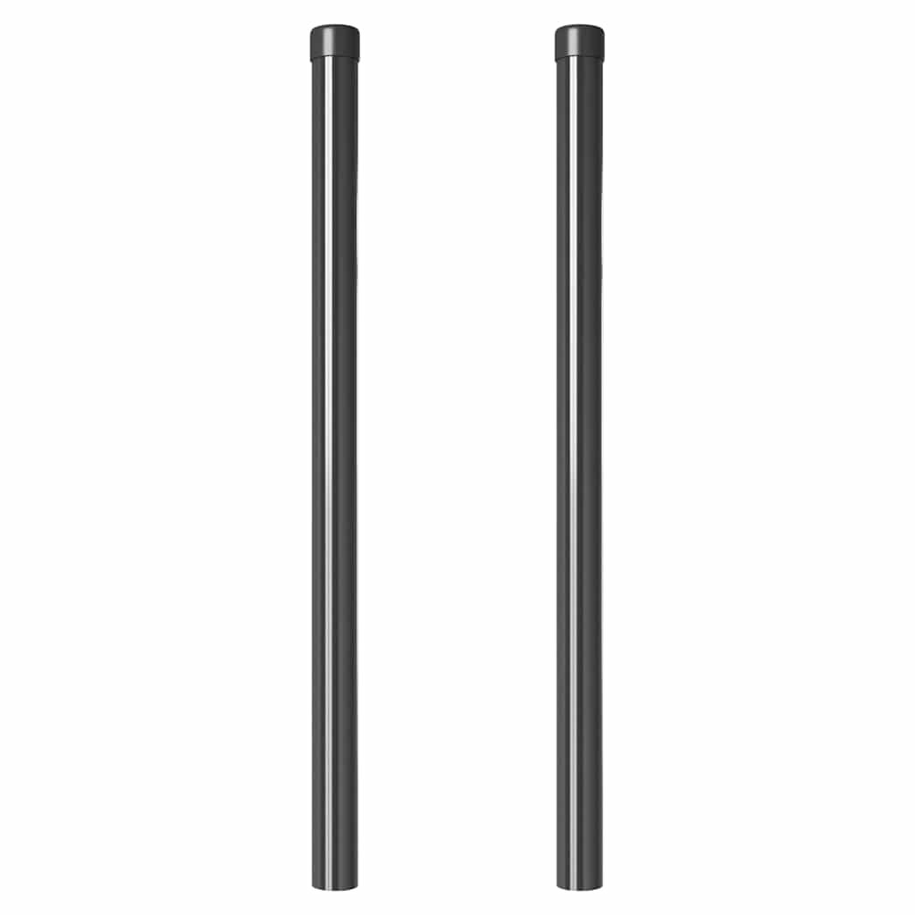 Afrasteringspaal 2 pcs Grijs 80 cm Poedergecoat staal is nu te koop bij PeponiXL, paradijselijk wonen!
