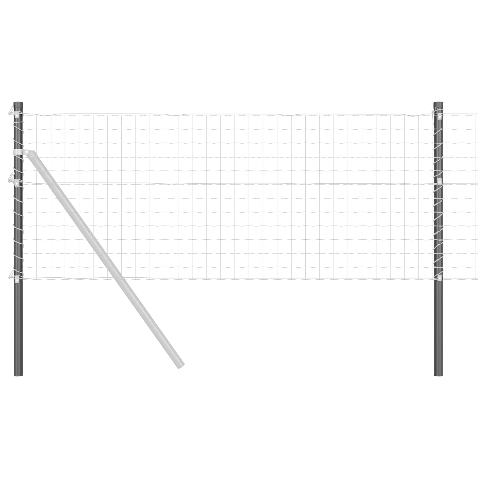 Afrasteringspaal 12 pcs Grijs 90 cm Poedergecoat staal is nu te koop bij PeponiXL, paradijselijk wonen!