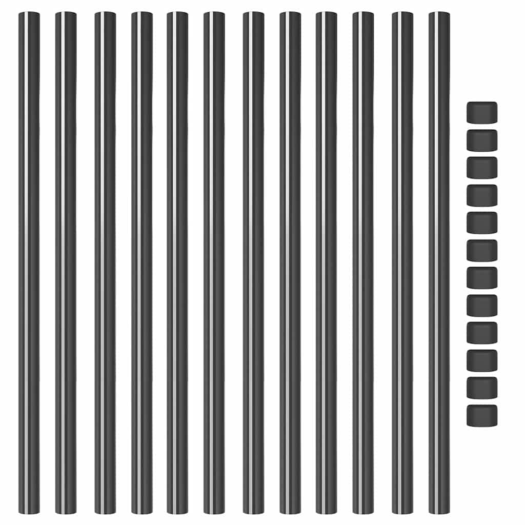 Afrasteringspaal 12 pcs Grijs 110 cm Poedergecoat staal is nu te koop bij PeponiXL, paradijselijk wonen!