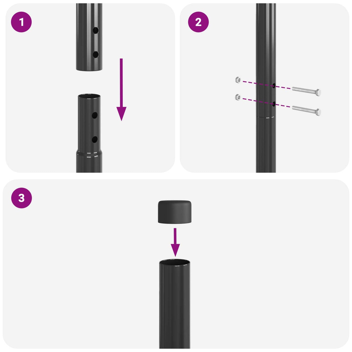 Afrasteringspaal 12 pcs Grijs Poedergecoat staal is nu te koop bij PeponiXL, paradijselijk wonen!