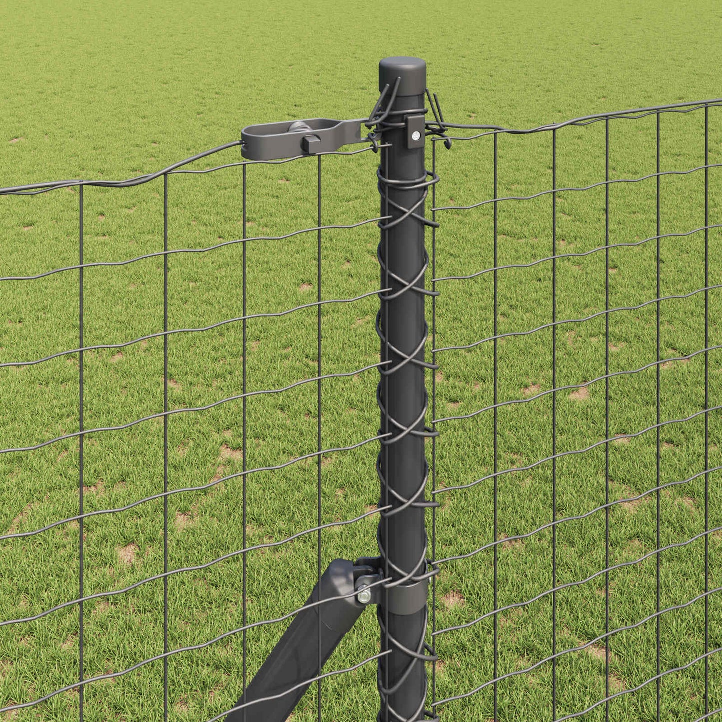 Afrasteringspaal 2 pcs Grijs Poedergecoat staal is nu te koop bij PeponiXL, paradijselijk wonen!