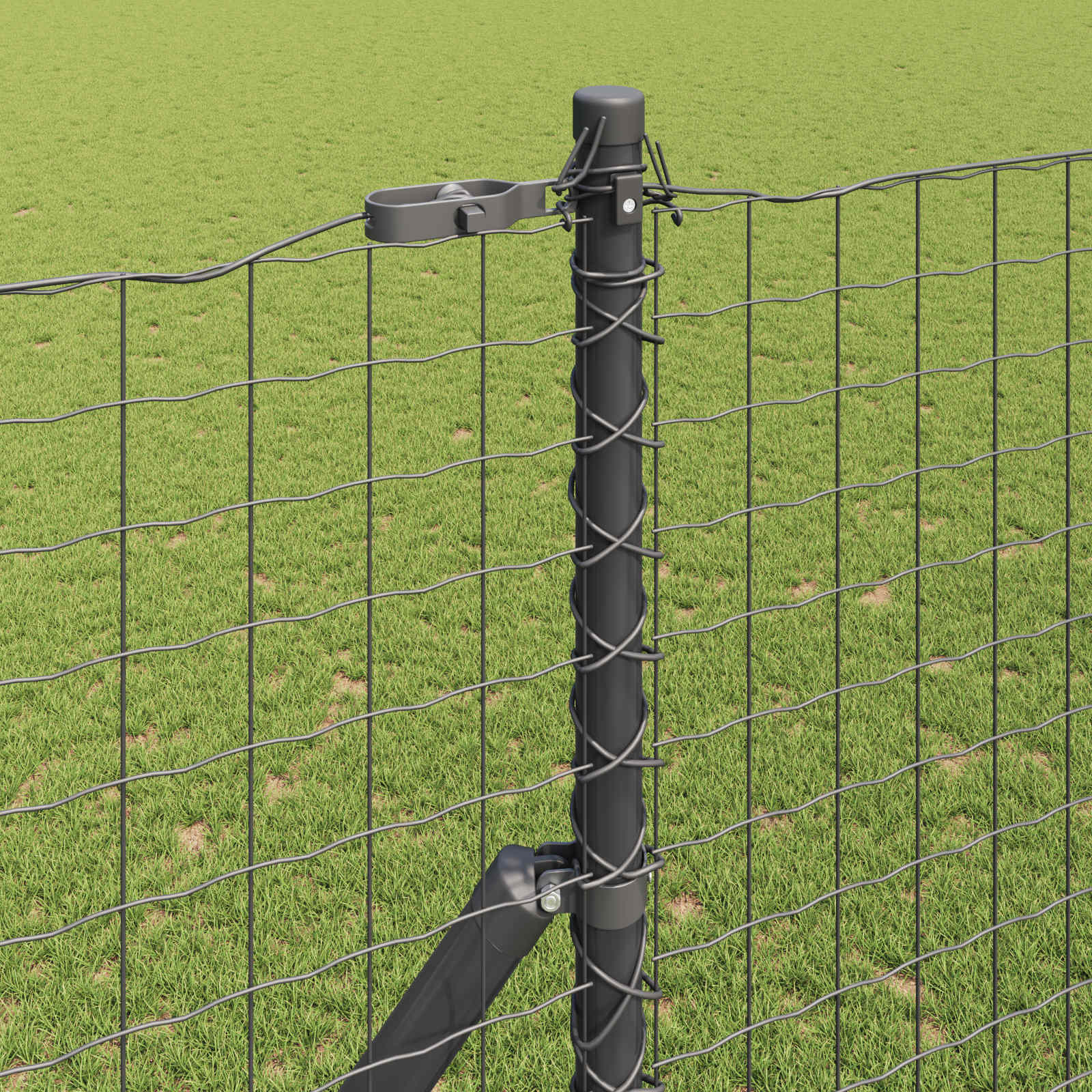 Afrasteringspaal 2 pcs Grijs Poedergecoat staal is nu te koop bij PeponiXL, paradijselijk wonen!