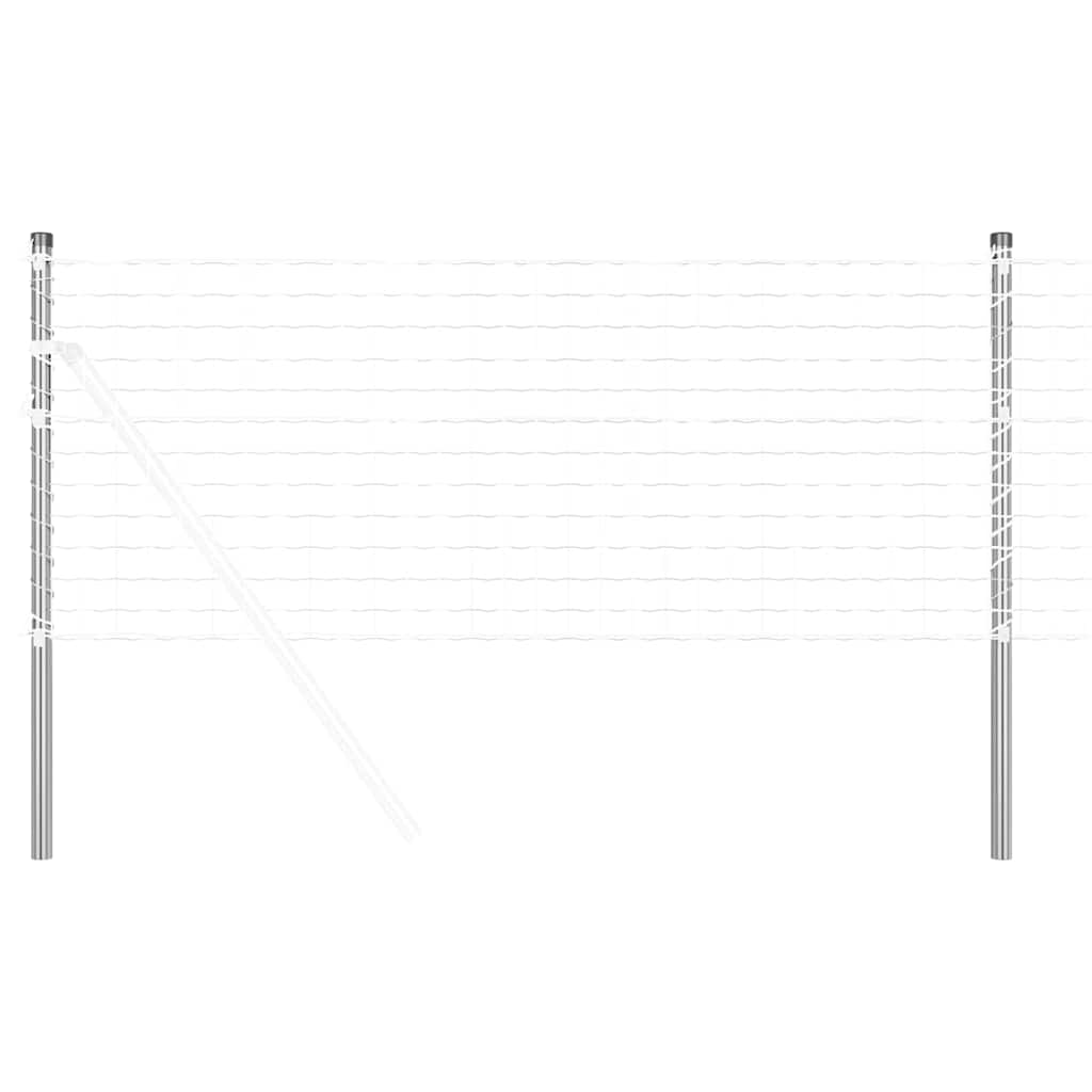 Afrasteringspaal 12 pcs Zilver 60 cm Poedergecoat staal is nu te koop bij PeponiXL, paradijselijk wonen!