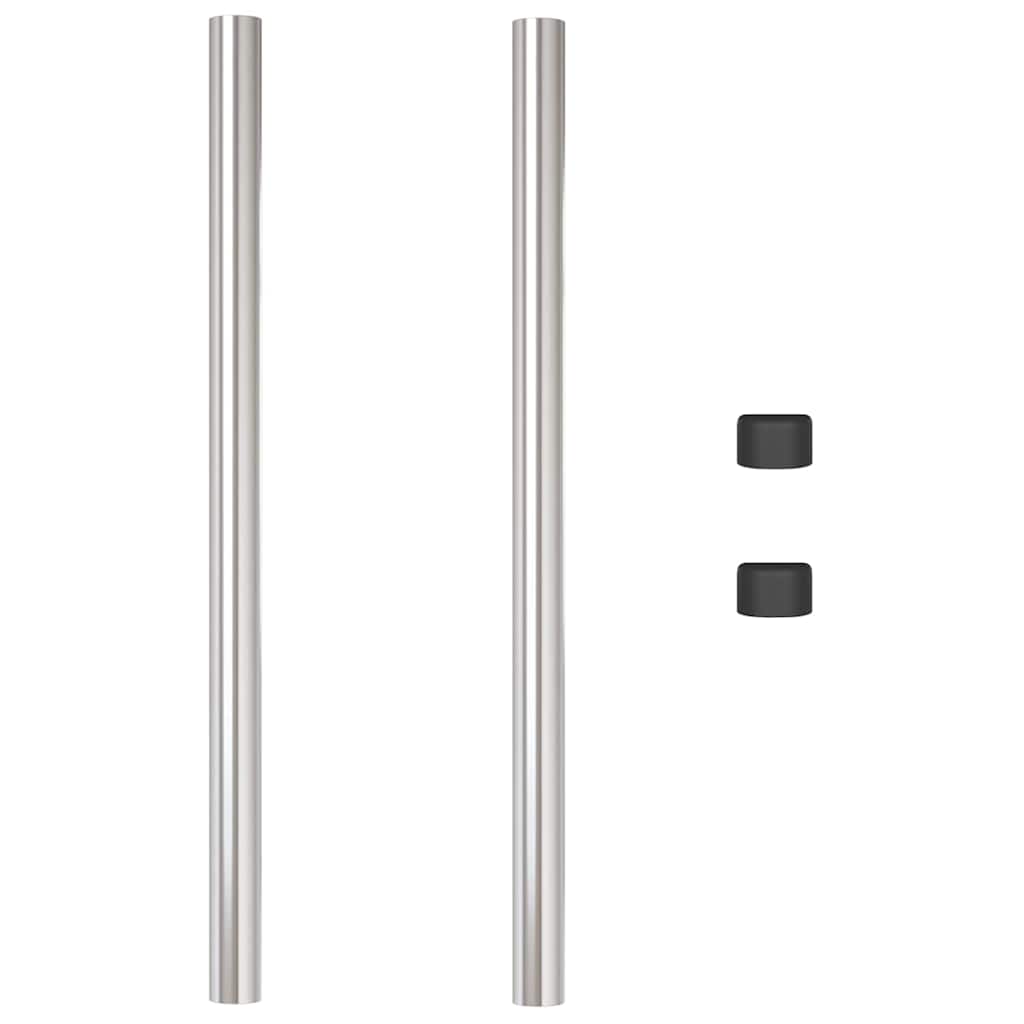 Afrasteringspaal 2 pcs Zilver 90 cm Poedergecoat staal is nu te koop bij PeponiXL, paradijselijk wonen!