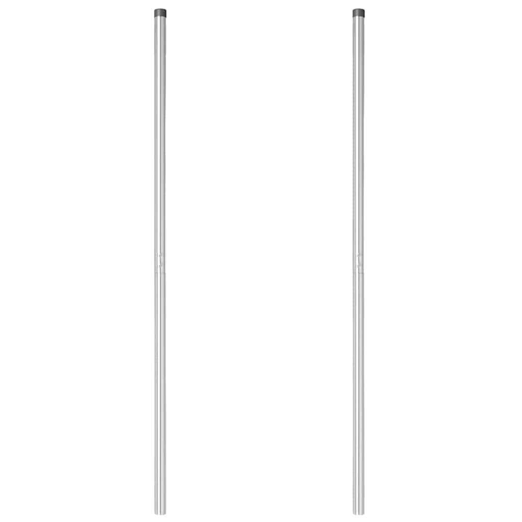 Afrasteringspaal 2 pcs Zilver Poedergecoat staal is nu te koop bij PeponiXL, paradijselijk wonen!