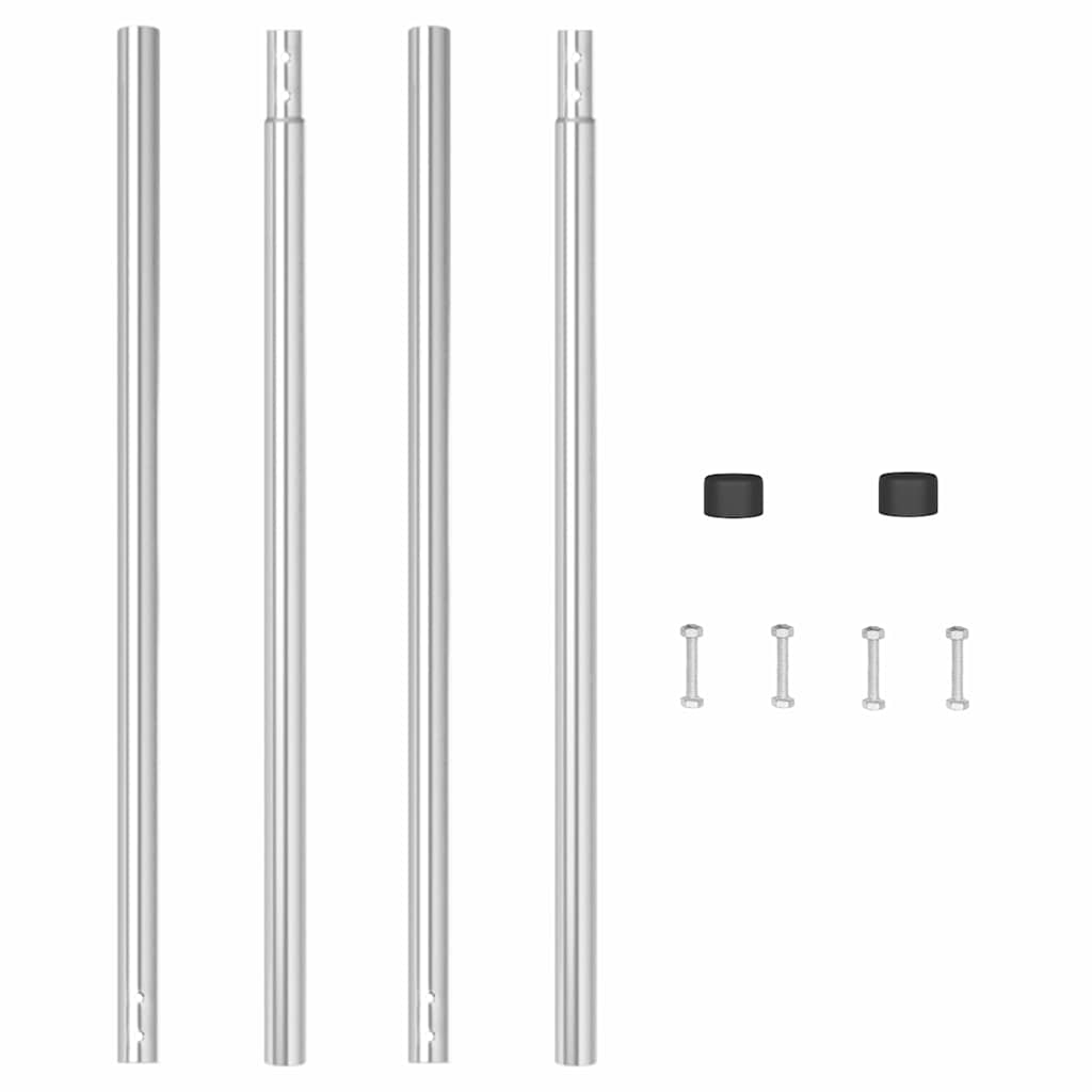 Afrasteringspaal 2 pcs Zilver Poedergecoat staal is nu te koop bij PeponiXL, paradijselijk wonen!