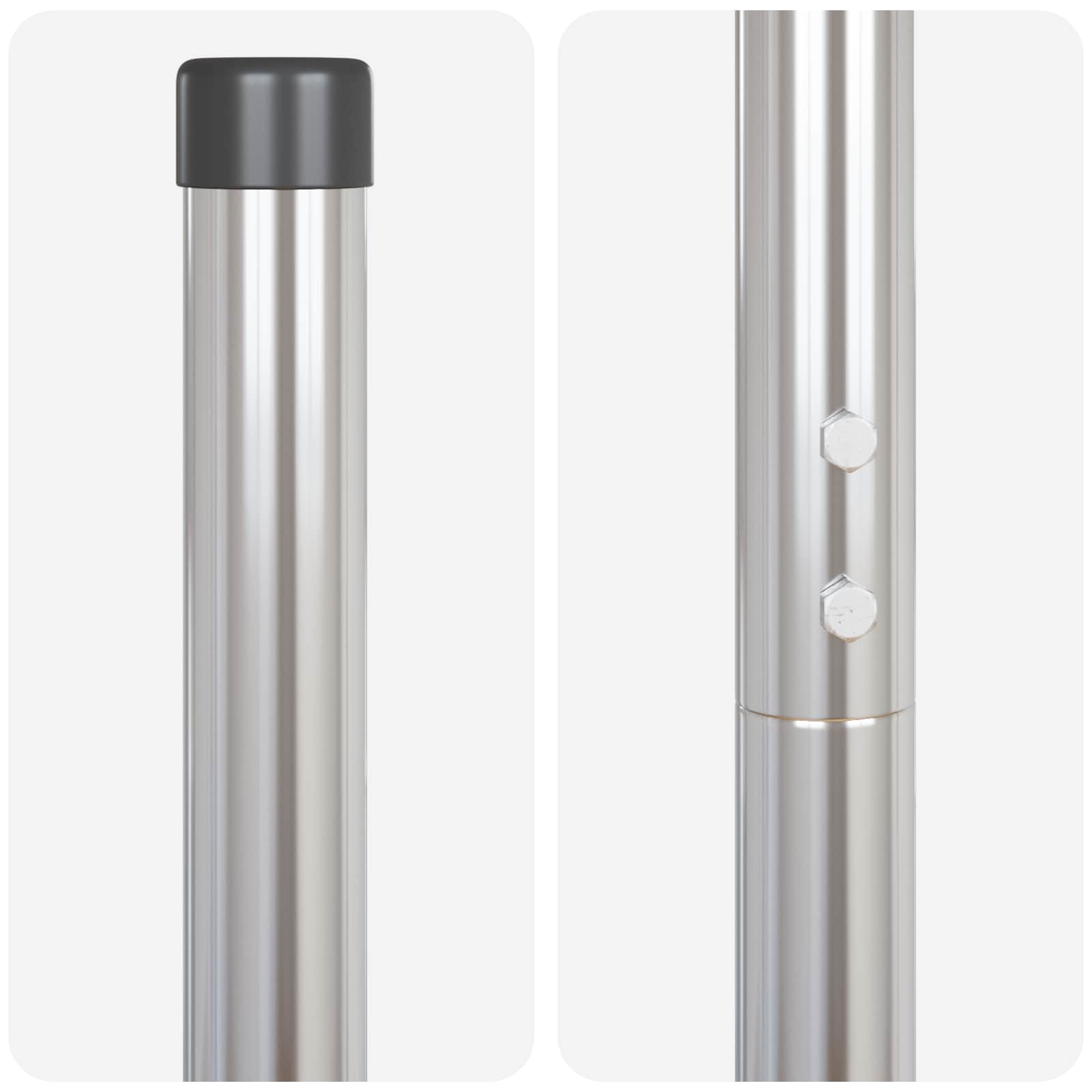 Afrasteringspaal 12 pcs Zilver Poedergecoat staal is nu te koop bij PeponiXL, paradijselijk wonen!