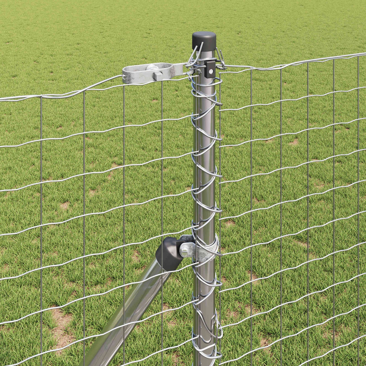 Afrasteringspaal 12 pcs Zilver Poedergecoat staal is nu te koop bij PeponiXL, paradijselijk wonen!