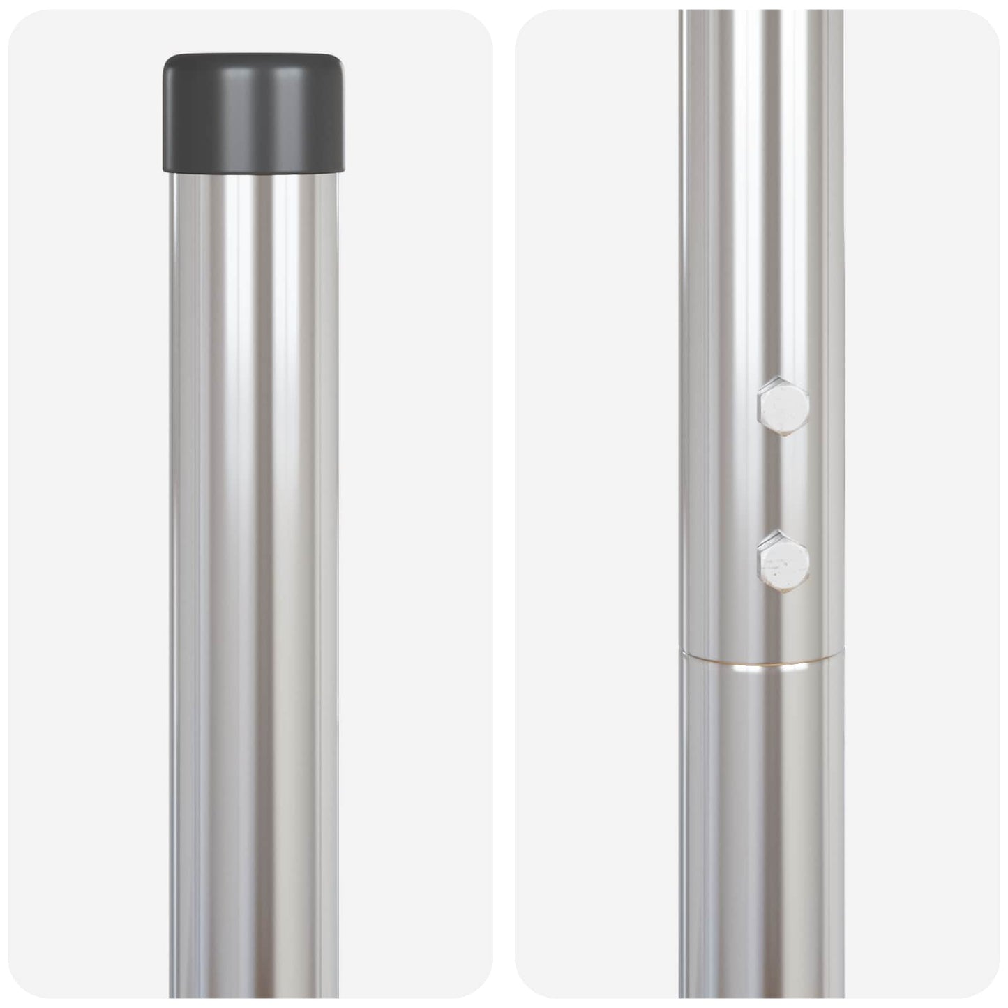 Afrasteringspaal 2 pcs Zilver Poedergecoat staal is nu te koop bij PeponiXL, paradijselijk wonen!