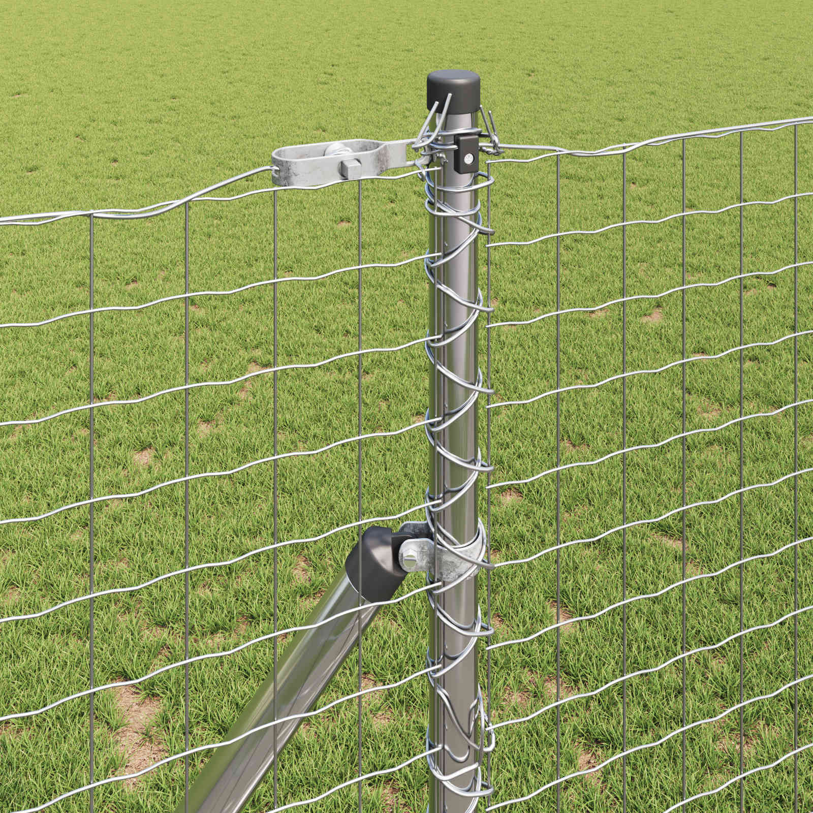 Afrasteringspaal 2 pcs Zilver Poedergecoat staal is nu te koop bij PeponiXL, paradijselijk wonen!