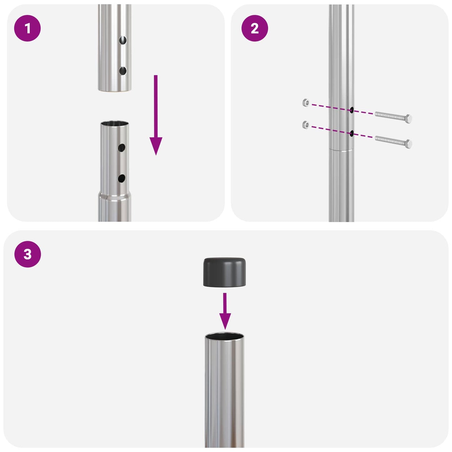 Afrasteringspaal 2 pcs Zilver Poedergecoat staal is nu te koop bij PeponiXL, paradijselijk wonen!
