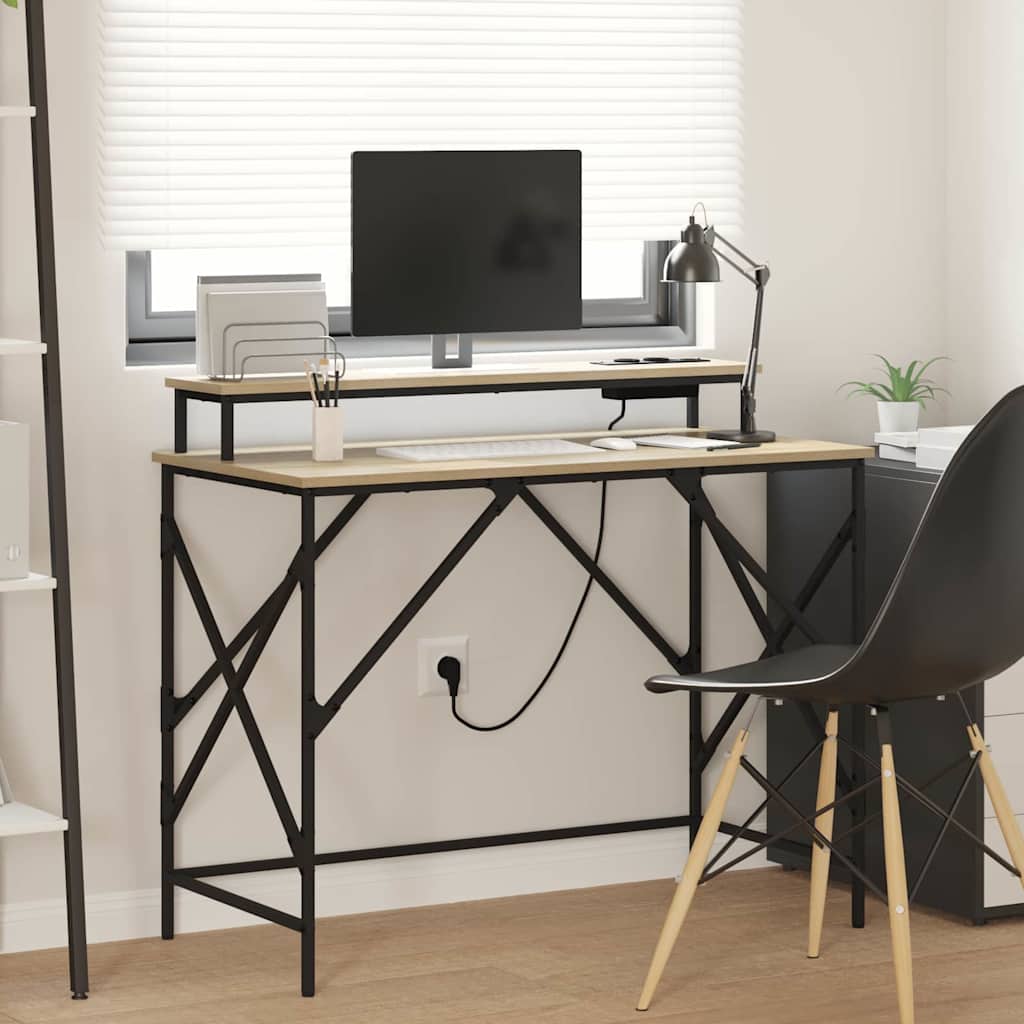 Bureau met plank Sonoma Eiken 100 x 50 x 86,5 cm Bewerkt hout is nu te koop bij PeponiXL, paradijselijk wonen!
