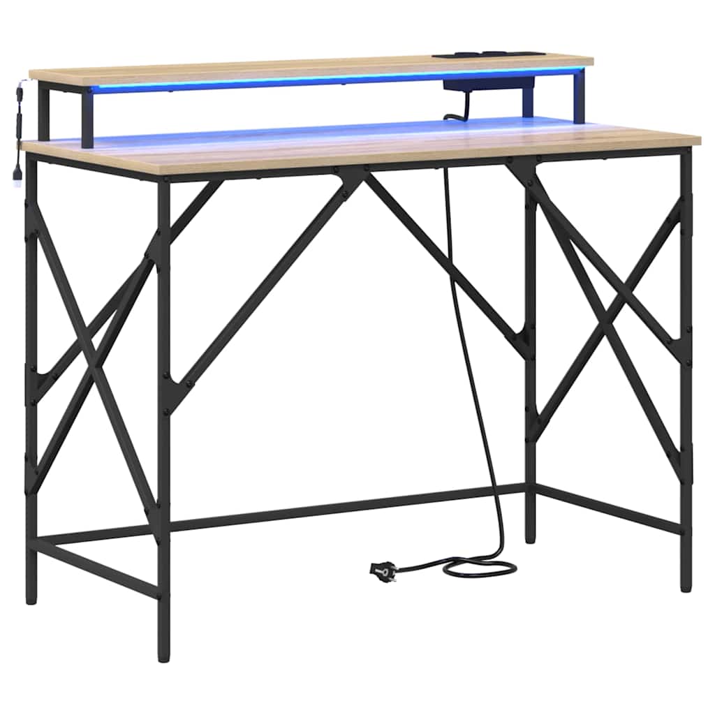 Bureau met plank Sonoma Eiken 100 x 50 x 86,5 cm Bewerkt hout is nu te koop bij PeponiXL, paradijselijk wonen!