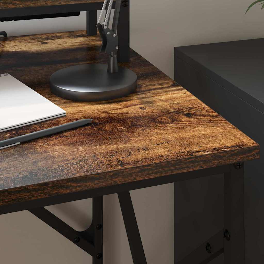 Bureau met plank Gerookt eiken 100 x 50 x 86,5 cm Bewerkt hout is nu te koop bij PeponiXL, paradijselijk wonen!