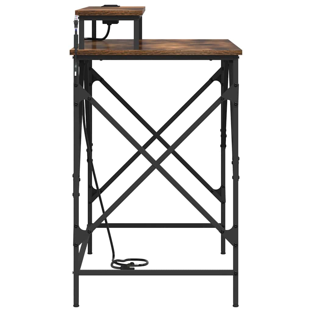 Bureau met plank Gerookt eiken 100 x 50 x 86,5 cm Bewerkt hout is nu te koop bij PeponiXL, paradijselijk wonen!