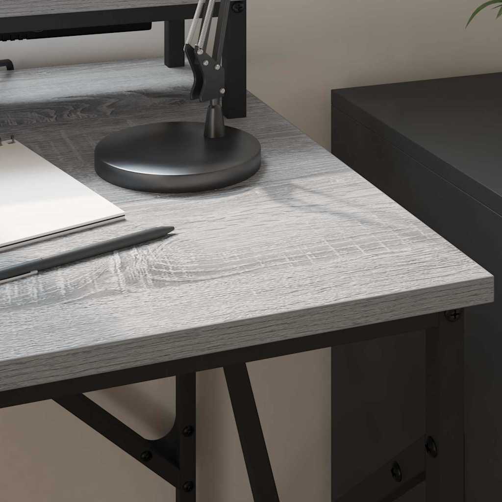 Bureau met plank Grijs Sonoma 100 x 50 x 86,5 cm Bewerkt hout is nu te koop bij PeponiXL, paradijselijk wonen!