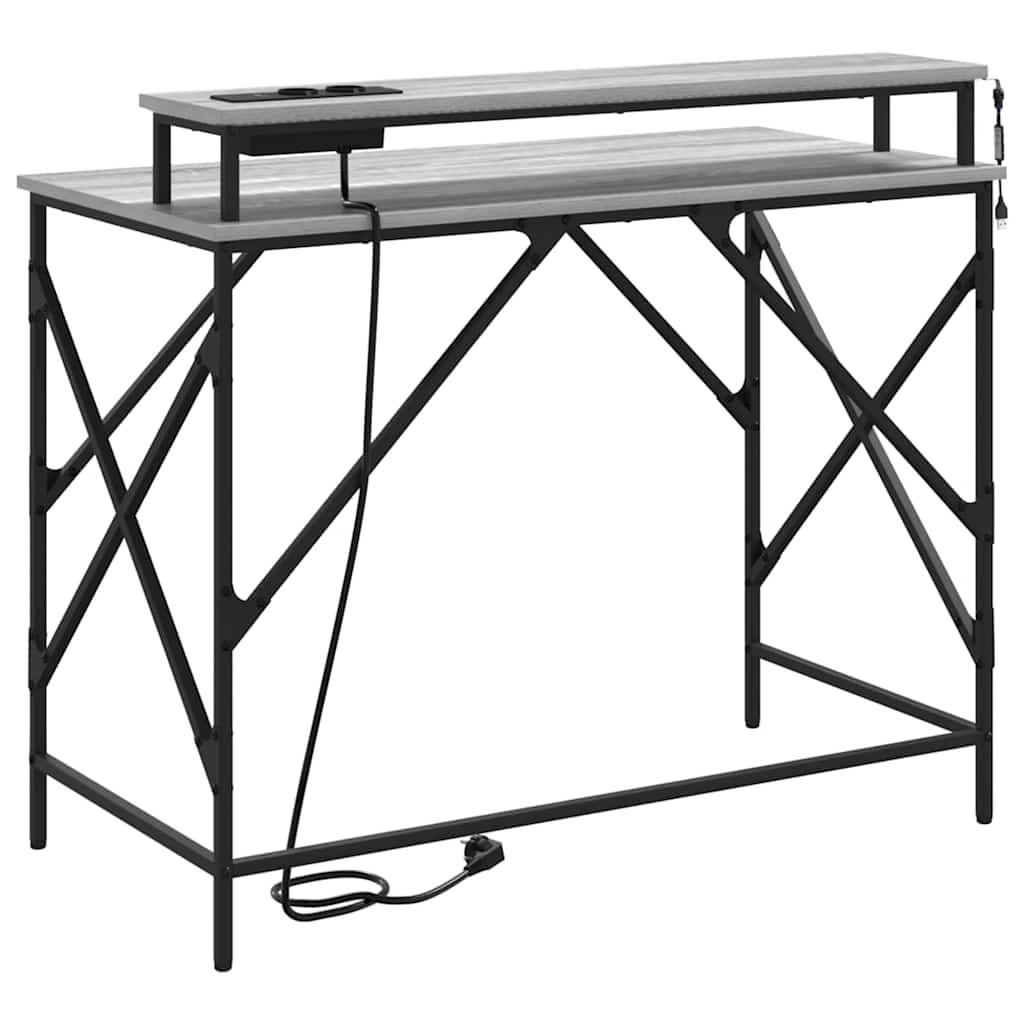 Bureau met plank Grijs Sonoma 100 x 50 x 86,5 cm Bewerkt hout is nu te koop bij PeponiXL, paradijselijk wonen!