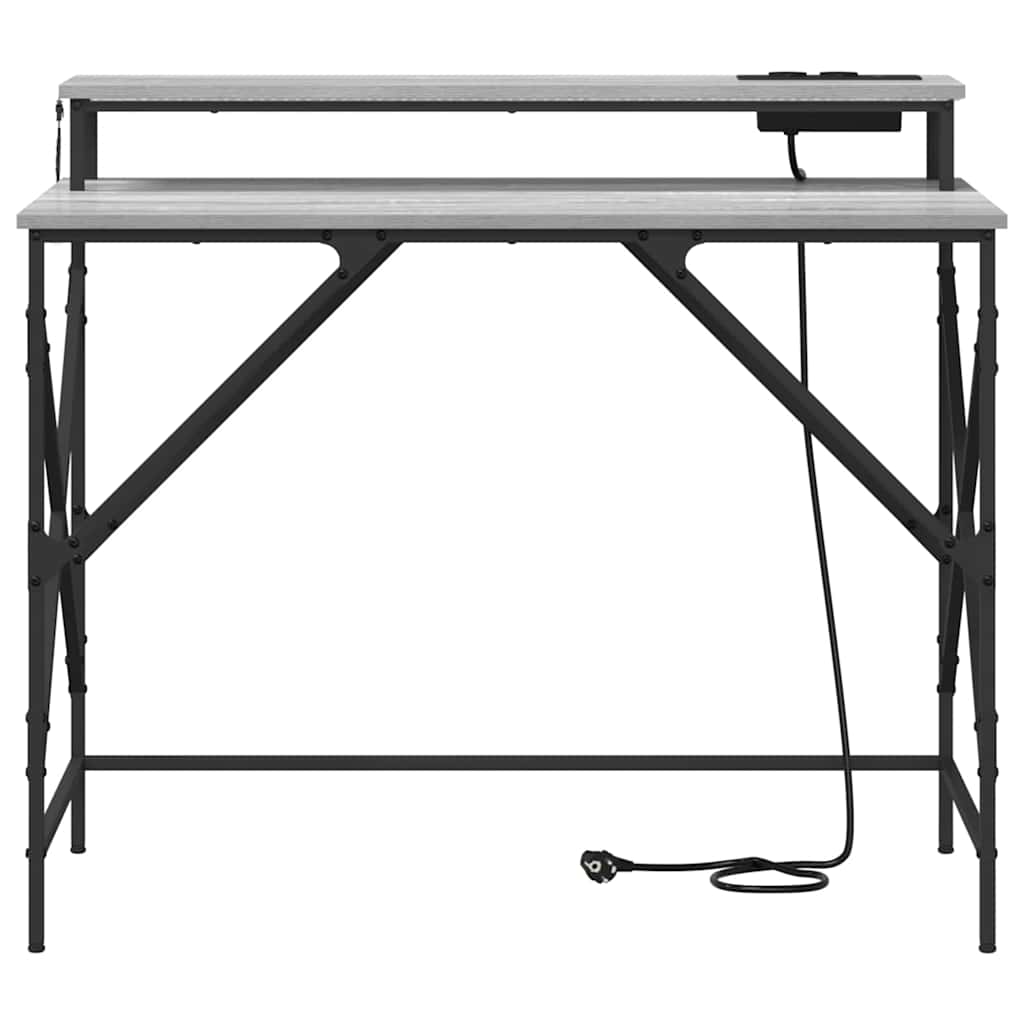 Bureau met plank Grijs Sonoma 100 x 50 x 86,5 cm Bewerkt hout is nu te koop bij PeponiXL, paradijselijk wonen!