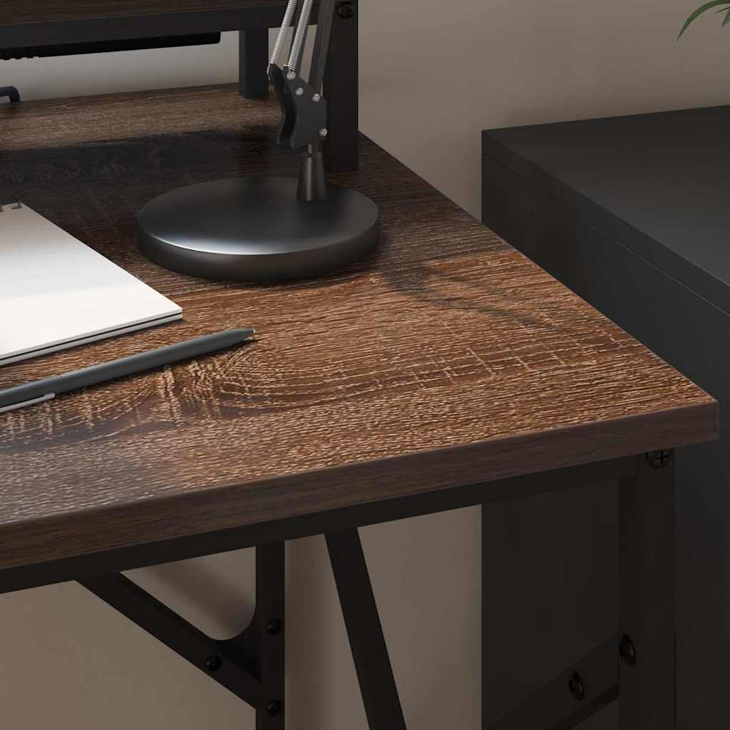 Bureau met plank Bruin Eiken 100 x 50 x 86,5 cm Bewerkt hout is nu te koop bij PeponiXL, paradijselijk wonen!