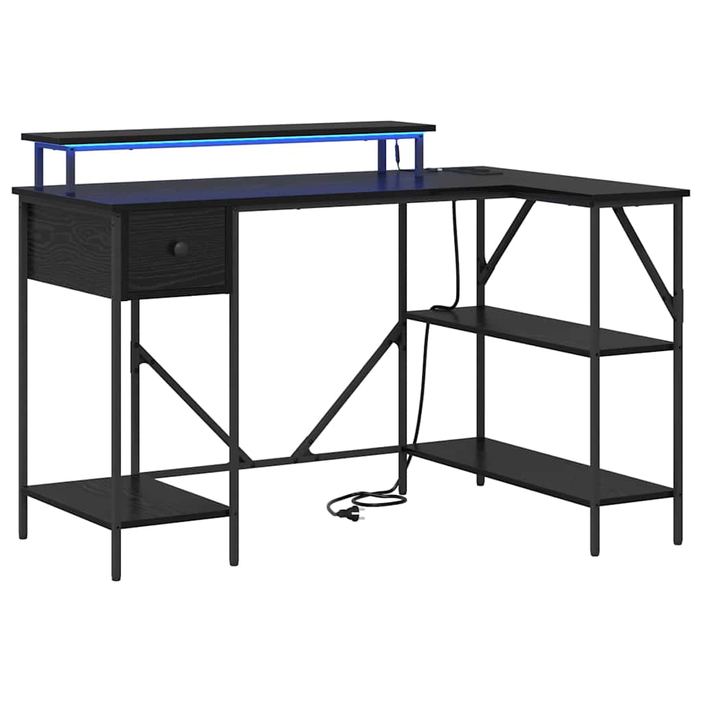 Bureau met lade Zwart Eiken 120 x 79 x 86,5 cm Bewerkt hout is nu te koop bij PeponiXL, paradijselijk wonen!