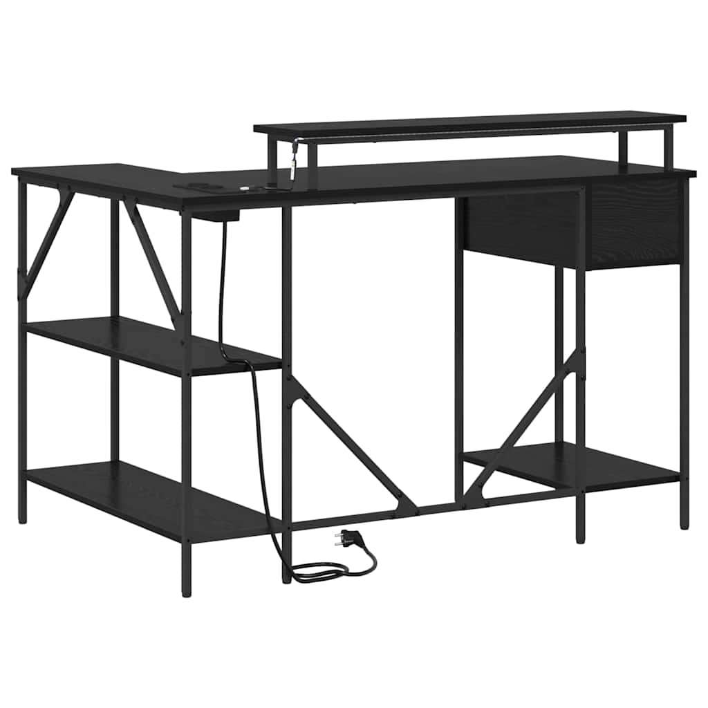 Bureau met lade Zwart Eiken 120 x 79 x 86,5 cm Bewerkt hout is nu te koop bij PeponiXL, paradijselijk wonen!