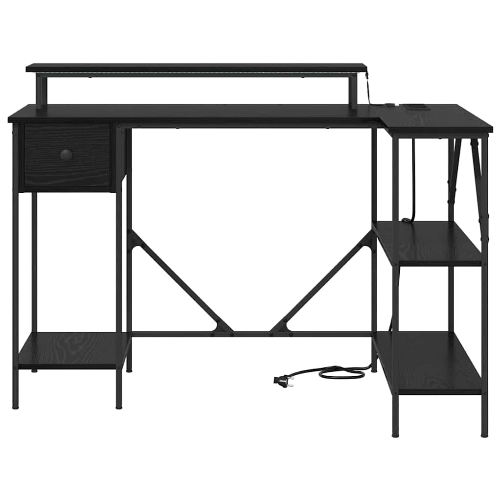 Bureau met lade Zwart Eiken 120 x 79 x 86,5 cm Bewerkt hout is nu te koop bij PeponiXL, paradijselijk wonen!