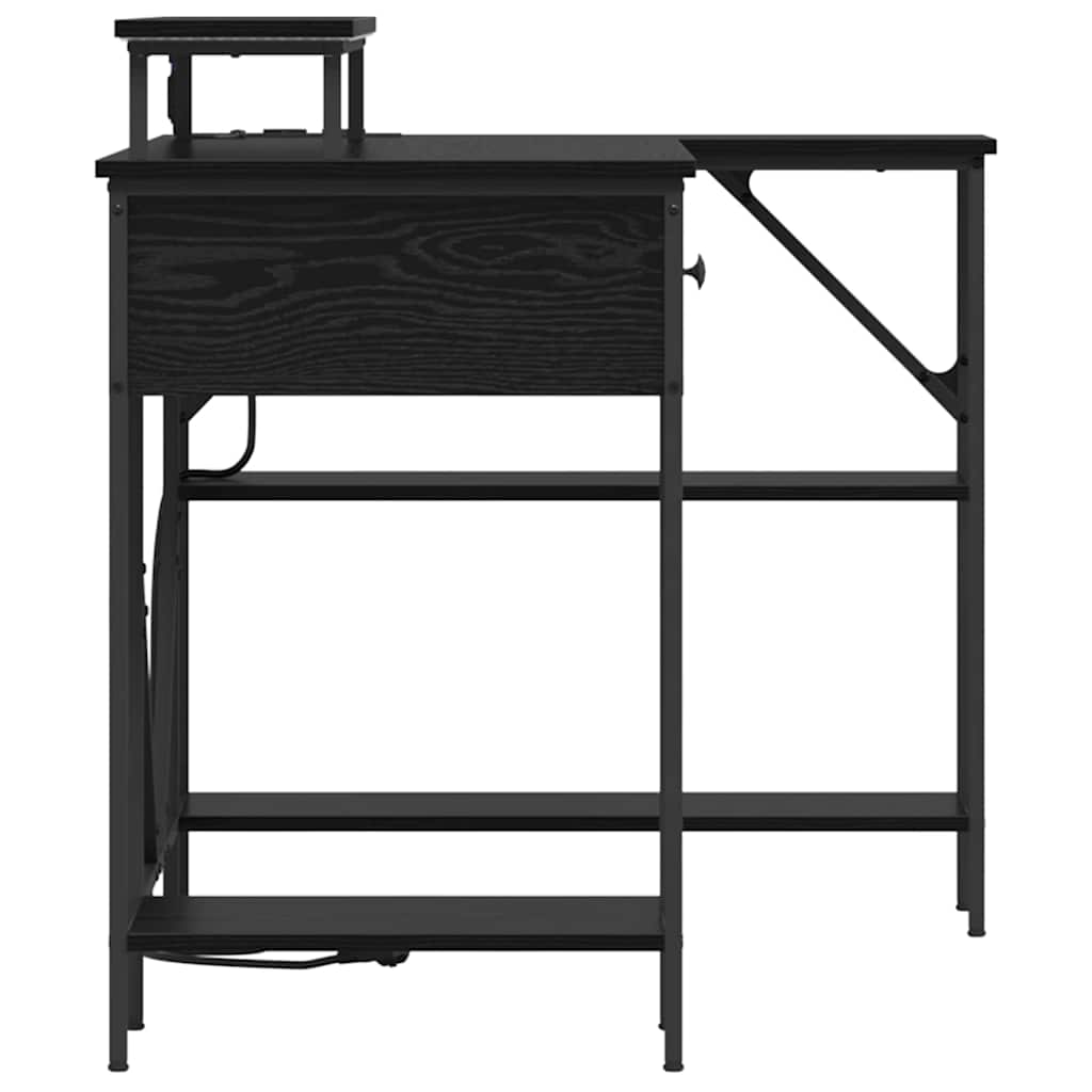 Bureau met lade Zwart Eiken 120 x 79 x 86,5 cm Bewerkt hout is nu te koop bij PeponiXL, paradijselijk wonen!