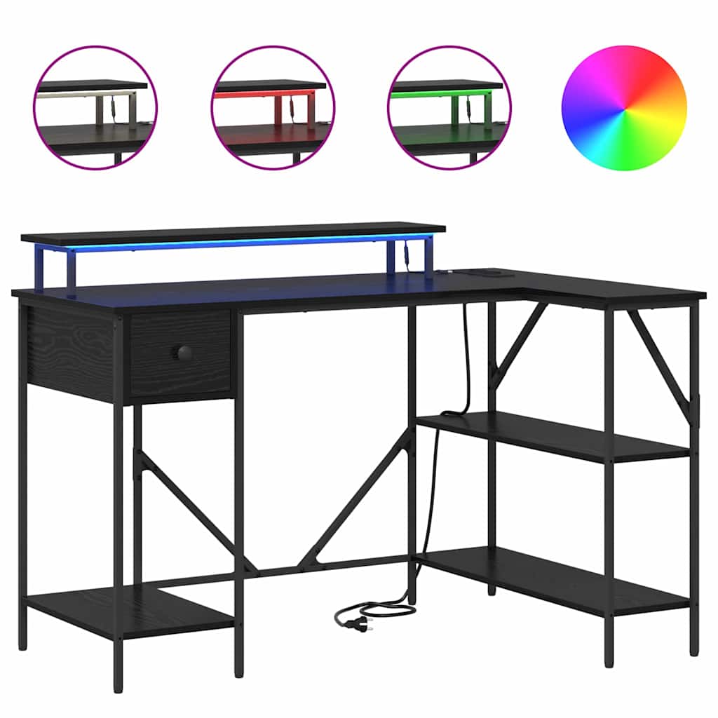 Bureau met lade Zwart Eiken 120 x 79 x 86,5 cm Bewerkt hout is nu te koop bij PeponiXL, paradijselijk wonen!
