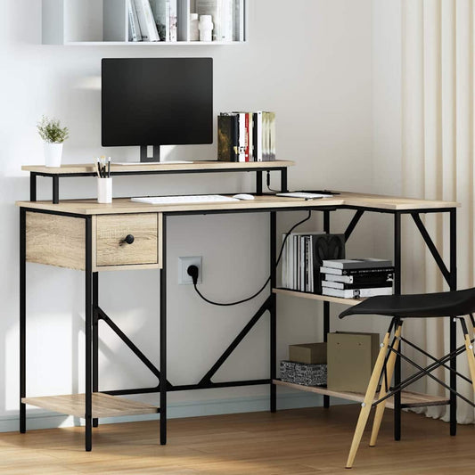 Bureau met lade Sonoma Eiken 120 x 79 x 86,5 cm Bewerkt hout is nu te koop bij PeponiXL, paradijselijk wonen!