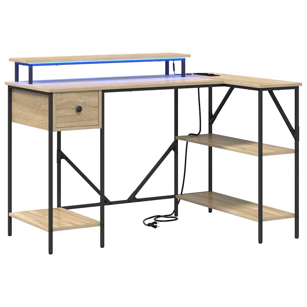 Bureau met lade Sonoma Eiken 120 x 79 x 86,5 cm Bewerkt hout is nu te koop bij PeponiXL, paradijselijk wonen!
