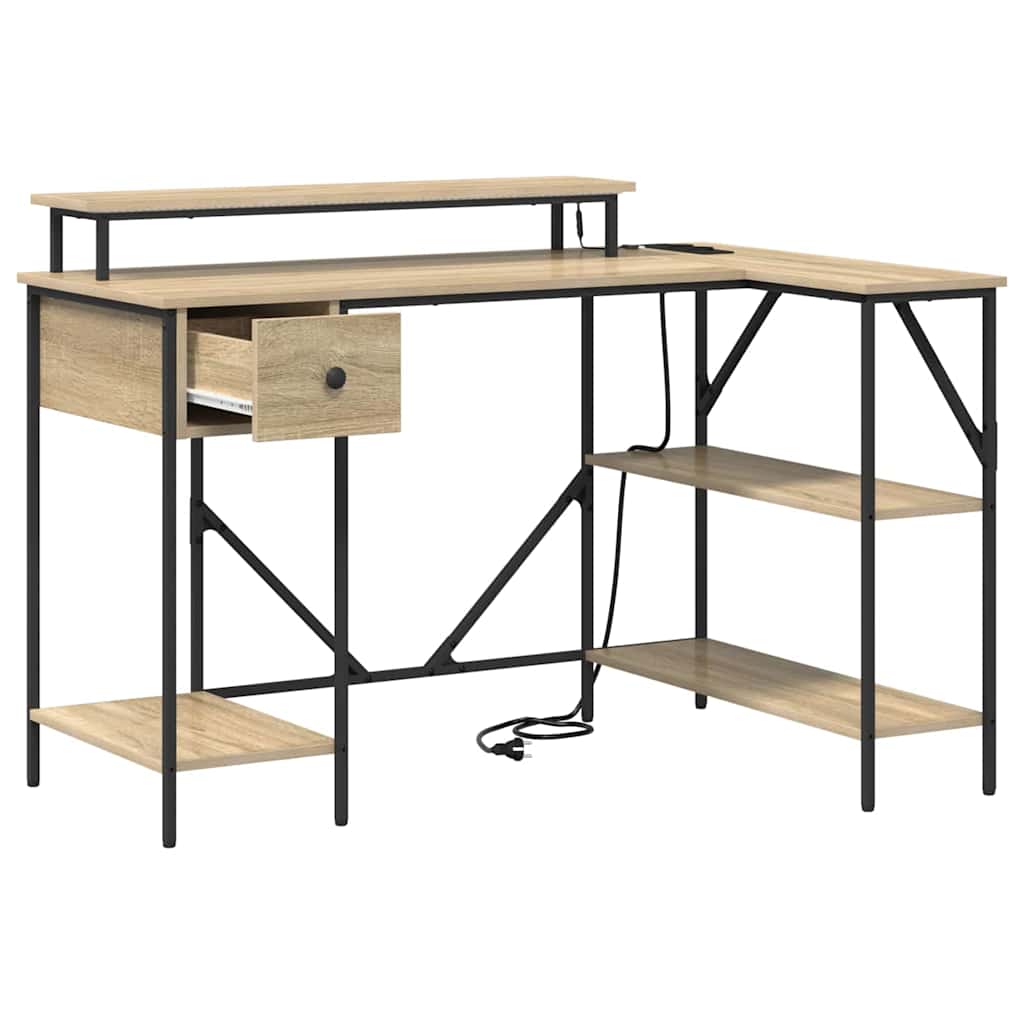 Bureau met lade Sonoma Eiken 120 x 79 x 86,5 cm Bewerkt hout is nu te koop bij PeponiXL, paradijselijk wonen!