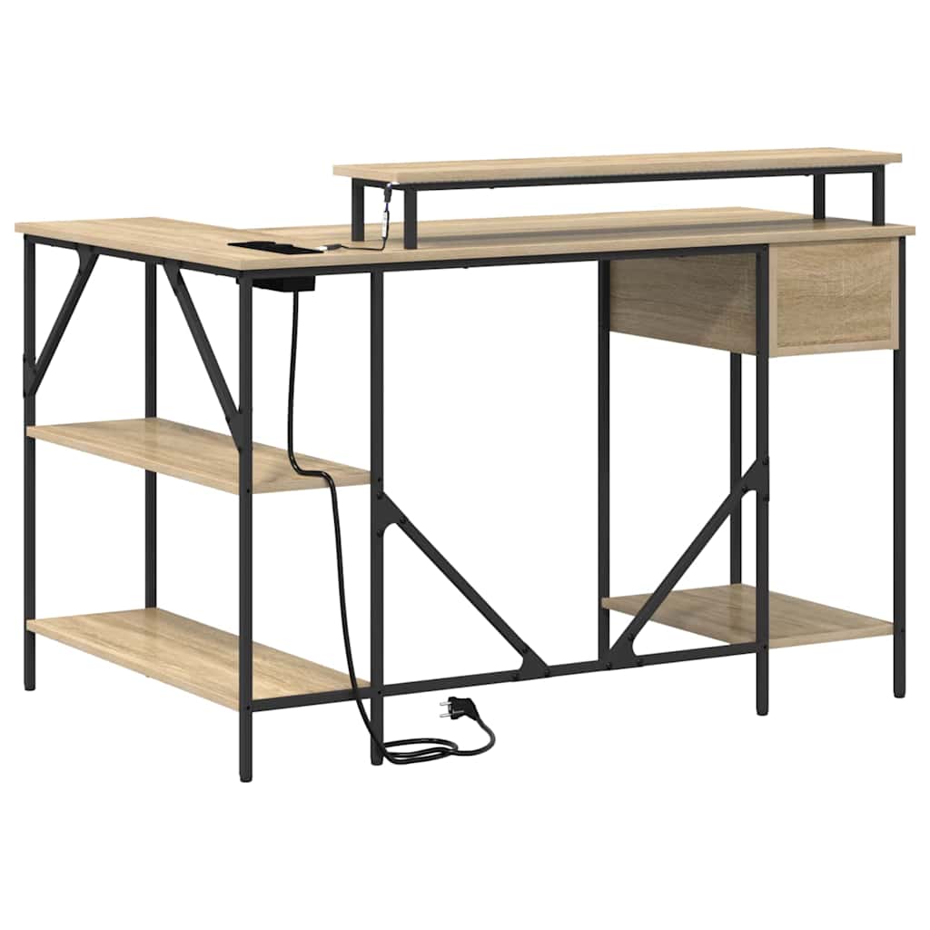 Bureau met lade Sonoma Eiken 120 x 79 x 86,5 cm Bewerkt hout is nu te koop bij PeponiXL, paradijselijk wonen!