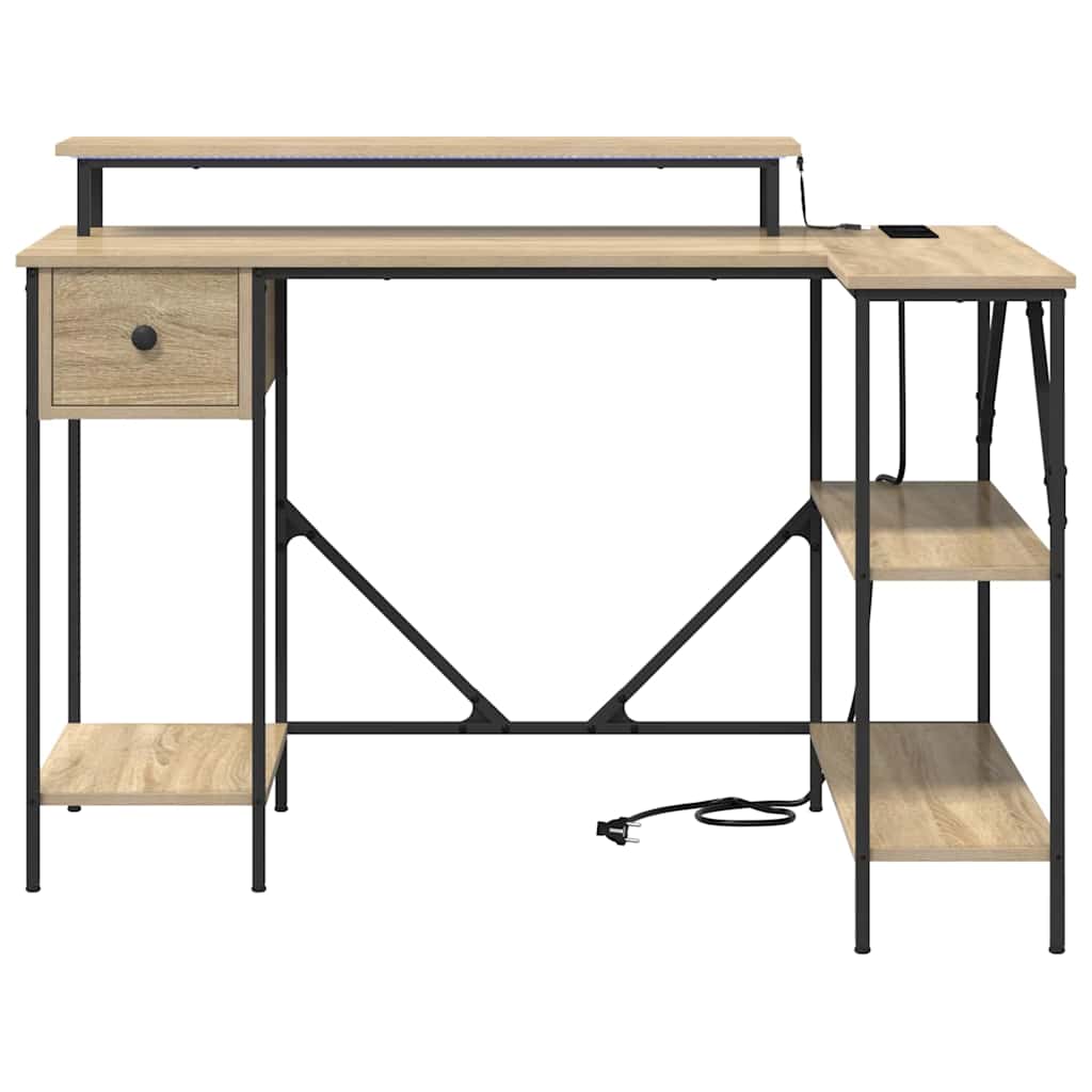 Bureau met lade Sonoma Eiken 120 x 79 x 86,5 cm Bewerkt hout is nu te koop bij PeponiXL, paradijselijk wonen!
