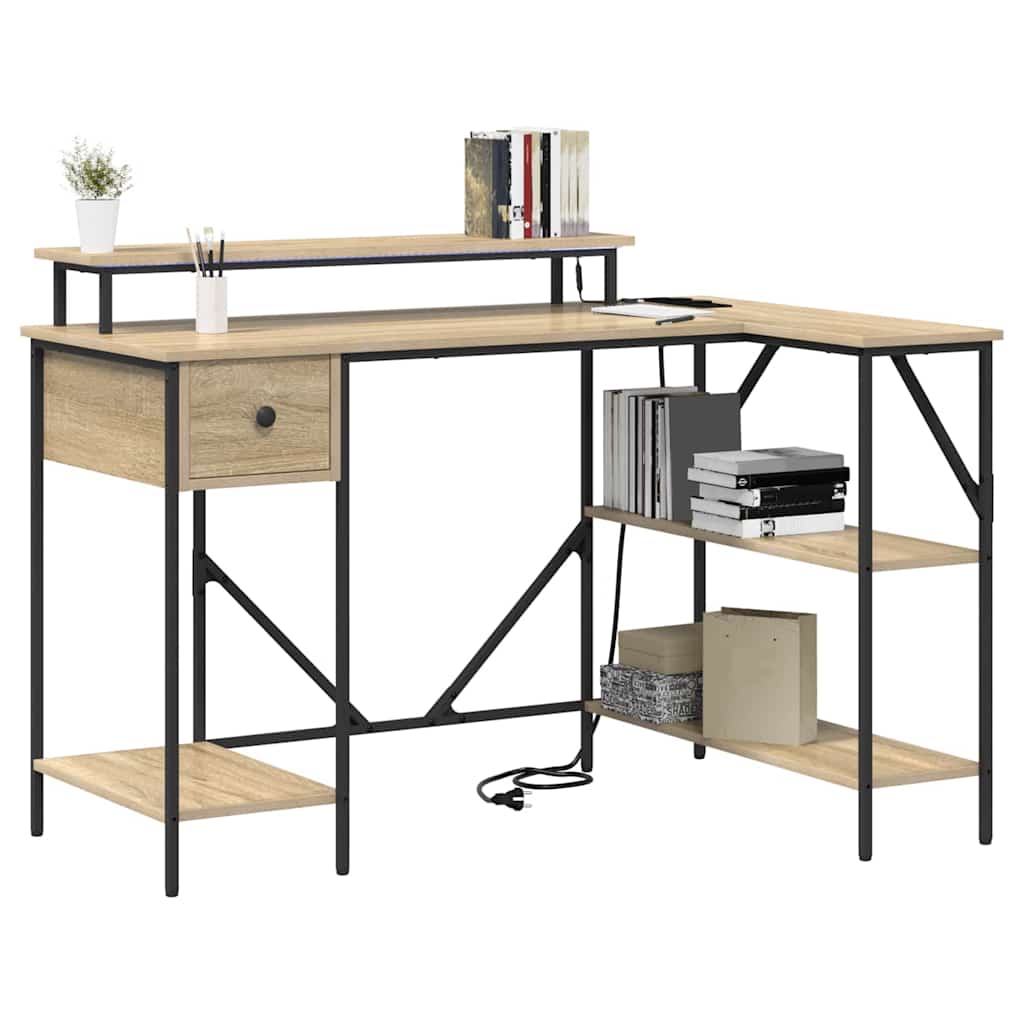 Bureau met lade Sonoma Eiken 120 x 79 x 86,5 cm Bewerkt hout is nu te koop bij PeponiXL, paradijselijk wonen!