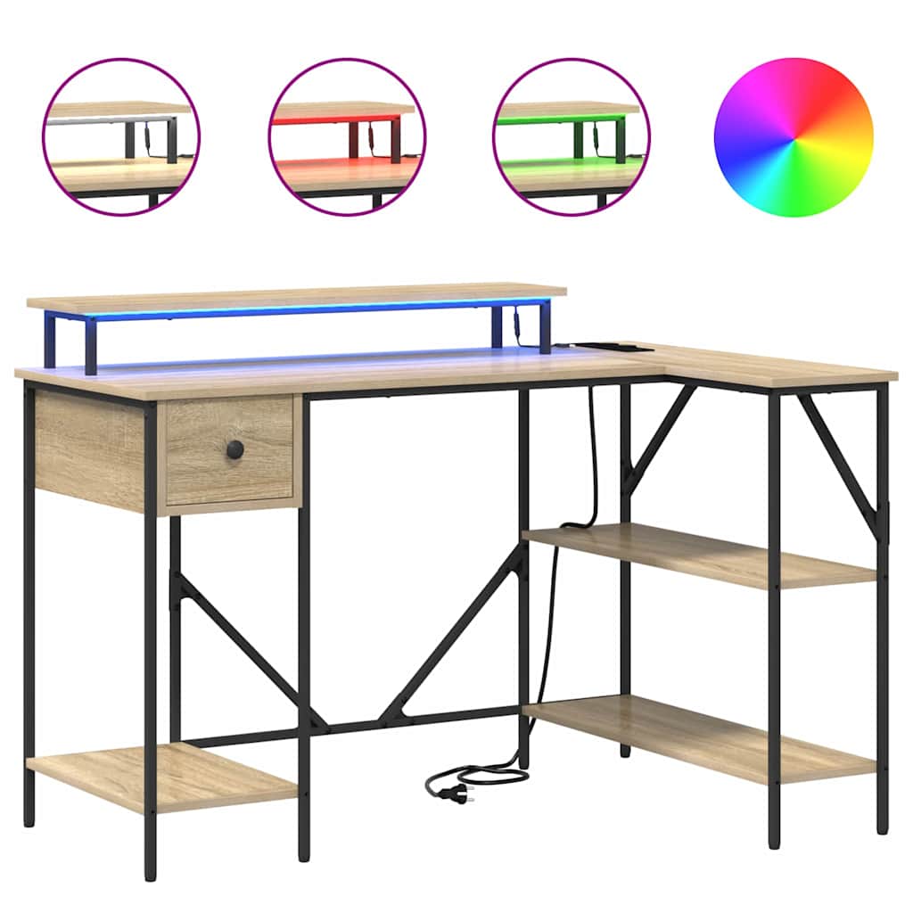 Bureau met lade Sonoma Eiken 120 x 79 x 86,5 cm Bewerkt hout is nu te koop bij PeponiXL, paradijselijk wonen!