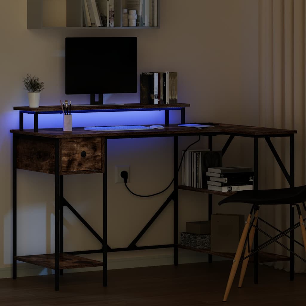 Bureau met lade Gerookt eiken 120 x 79 x 86,5 cm Bewerkt hout is nu te koop bij PeponiXL, paradijselijk wonen!