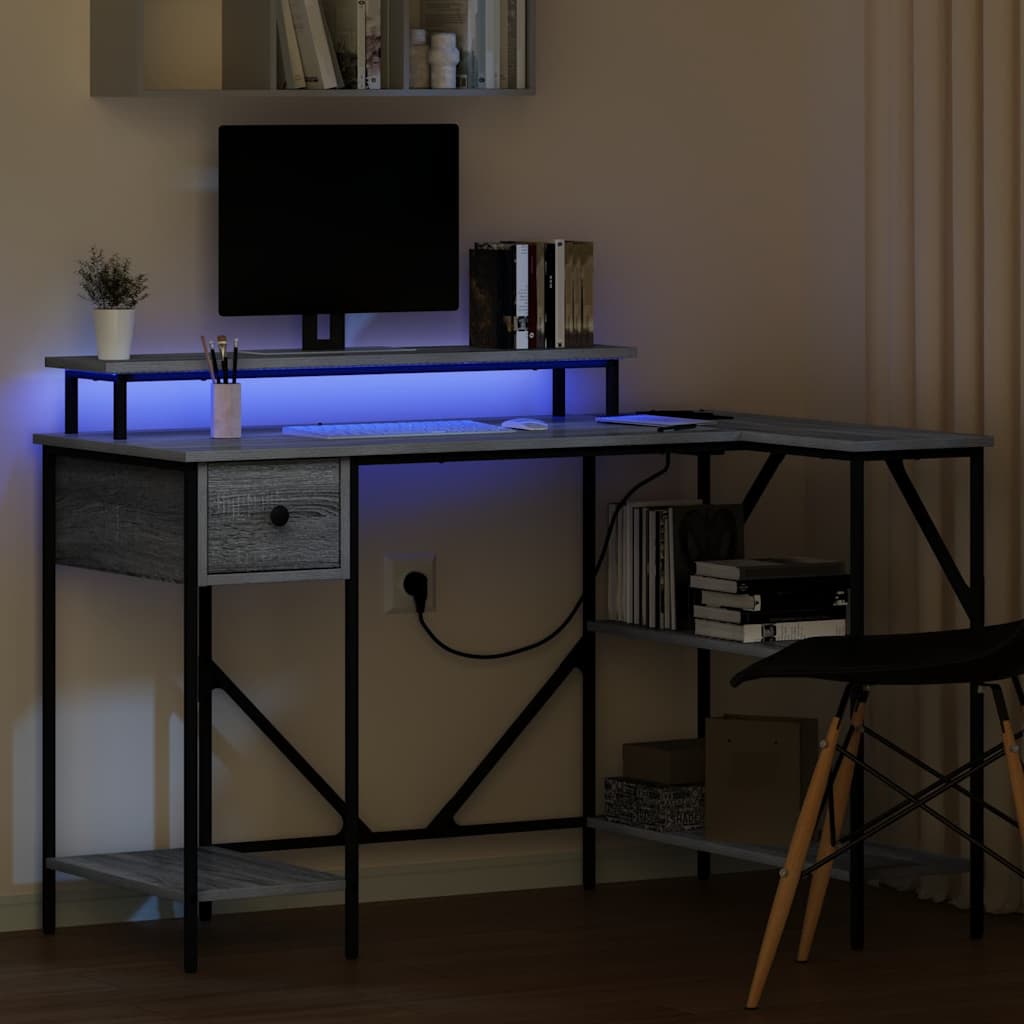 Bureau met lade Grijs Sonoma 120 x 79 x 86,5 cm Bewerkt hout is nu te koop bij PeponiXL, paradijselijk wonen!