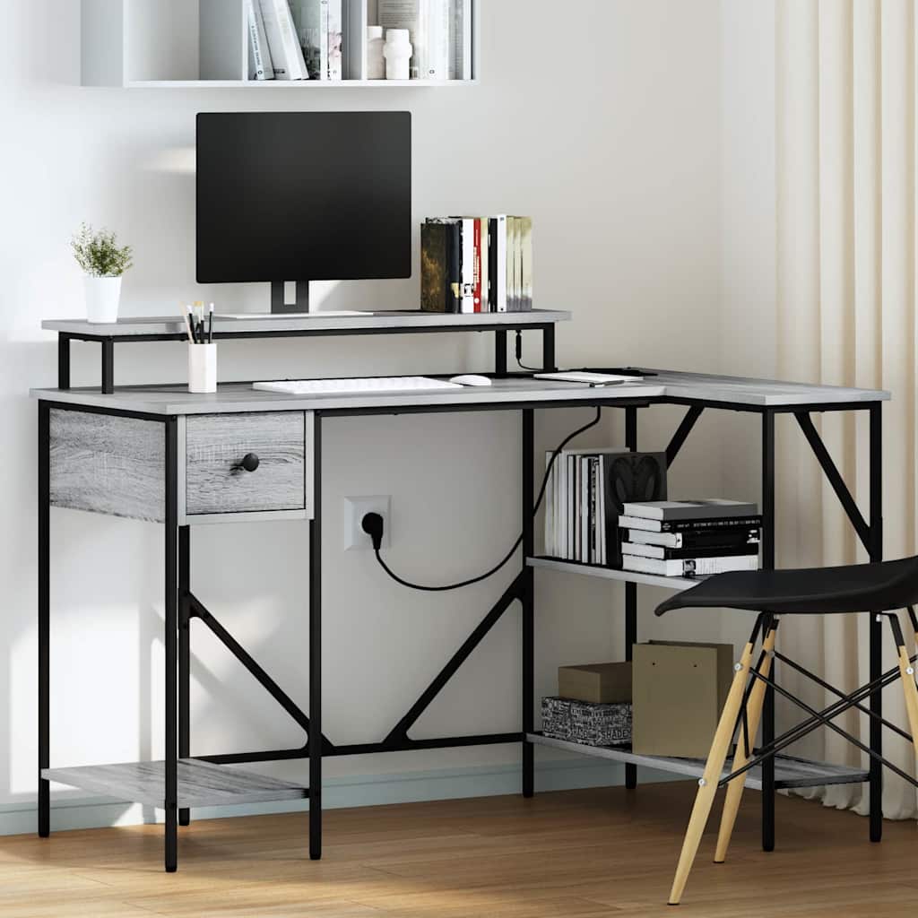 Bureau met lade Grijs Sonoma 120 x 79 x 86,5 cm Bewerkt hout is nu te koop bij PeponiXL, paradijselijk wonen!