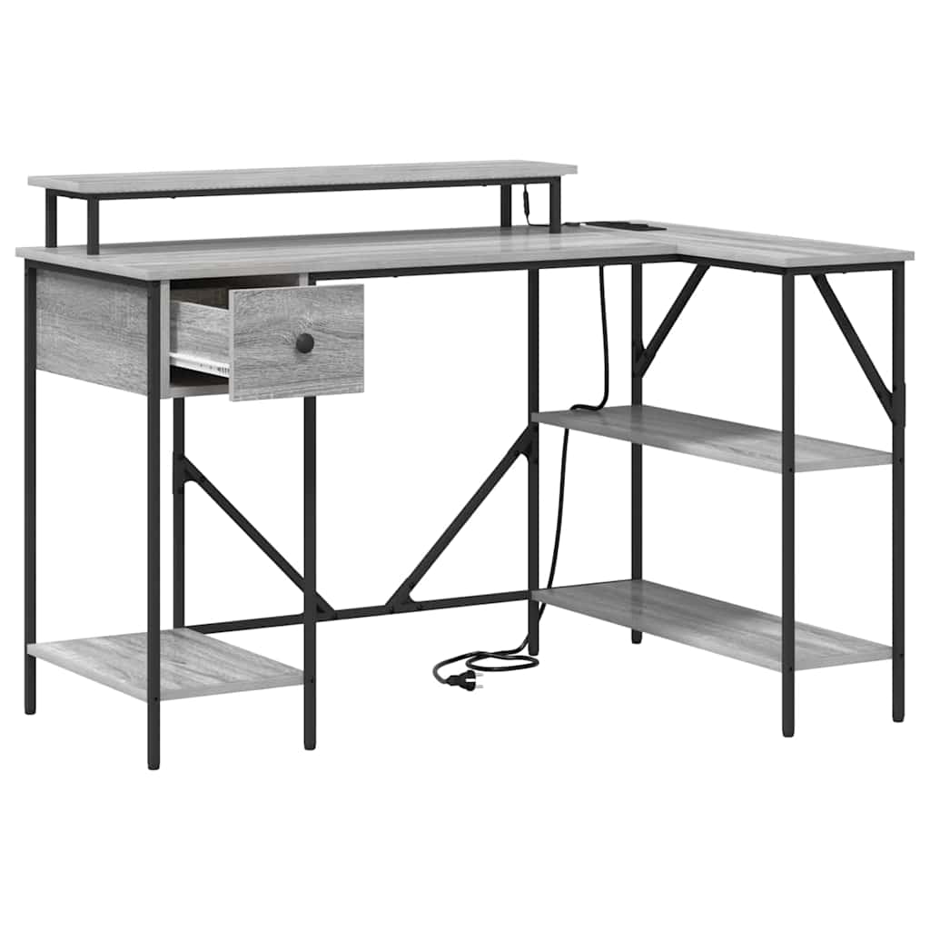 Bureau met lade Grijs Sonoma 120 x 79 x 86,5 cm Bewerkt hout is nu te koop bij PeponiXL, paradijselijk wonen!