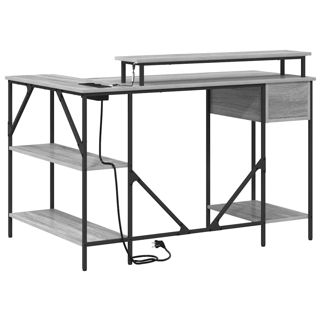 Bureau met lade Grijs Sonoma 120 x 79 x 86,5 cm Bewerkt hout is nu te koop bij PeponiXL, paradijselijk wonen!