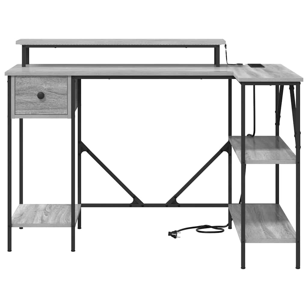 Bureau met lade Grijs Sonoma 120 x 79 x 86,5 cm Bewerkt hout is nu te koop bij PeponiXL, paradijselijk wonen!