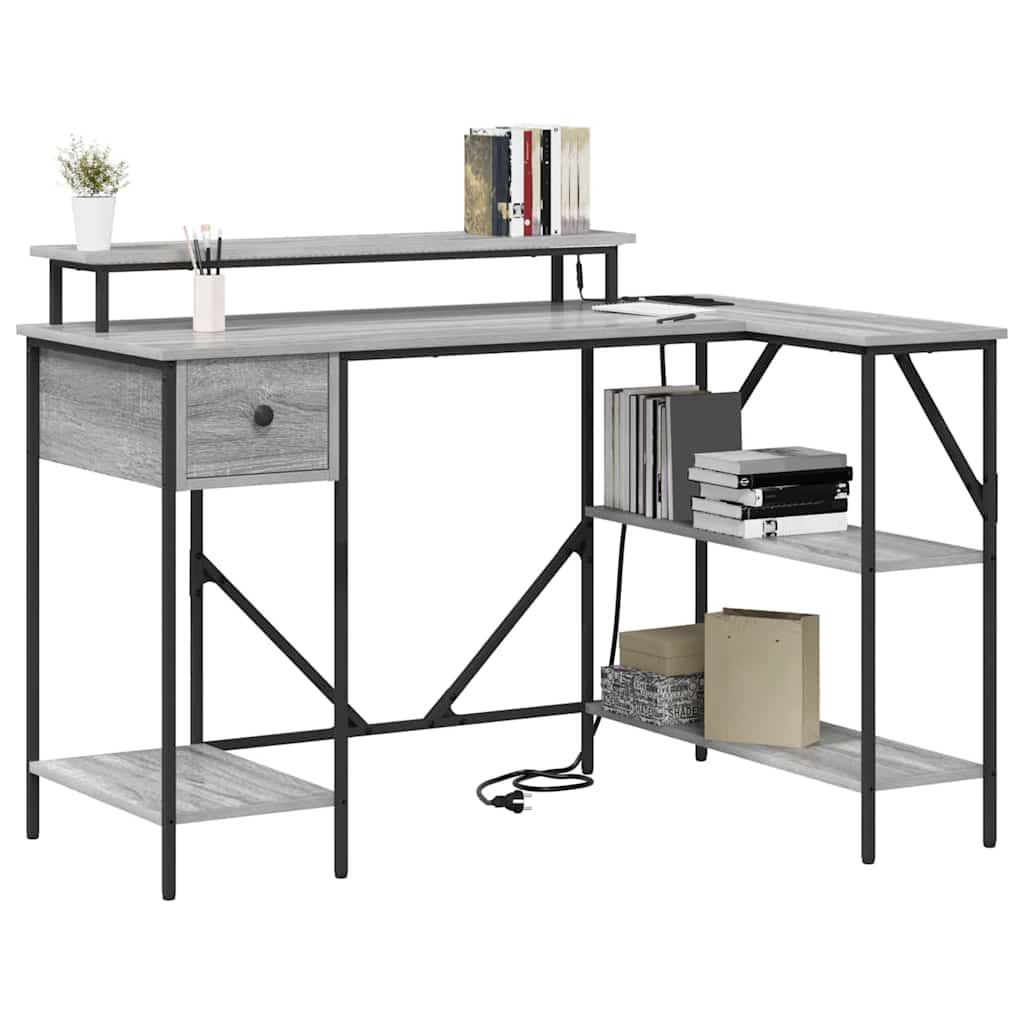 Bureau met lade Grijs Sonoma 120 x 79 x 86,5 cm Bewerkt hout is nu te koop bij PeponiXL, paradijselijk wonen!