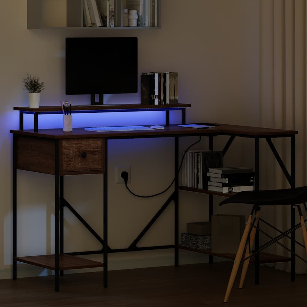 Bureau met lade Bruin Eiken 120 x 79 x 86,5 cm Bewerkt hout is nu te koop bij PeponiXL, paradijselijk wonen!