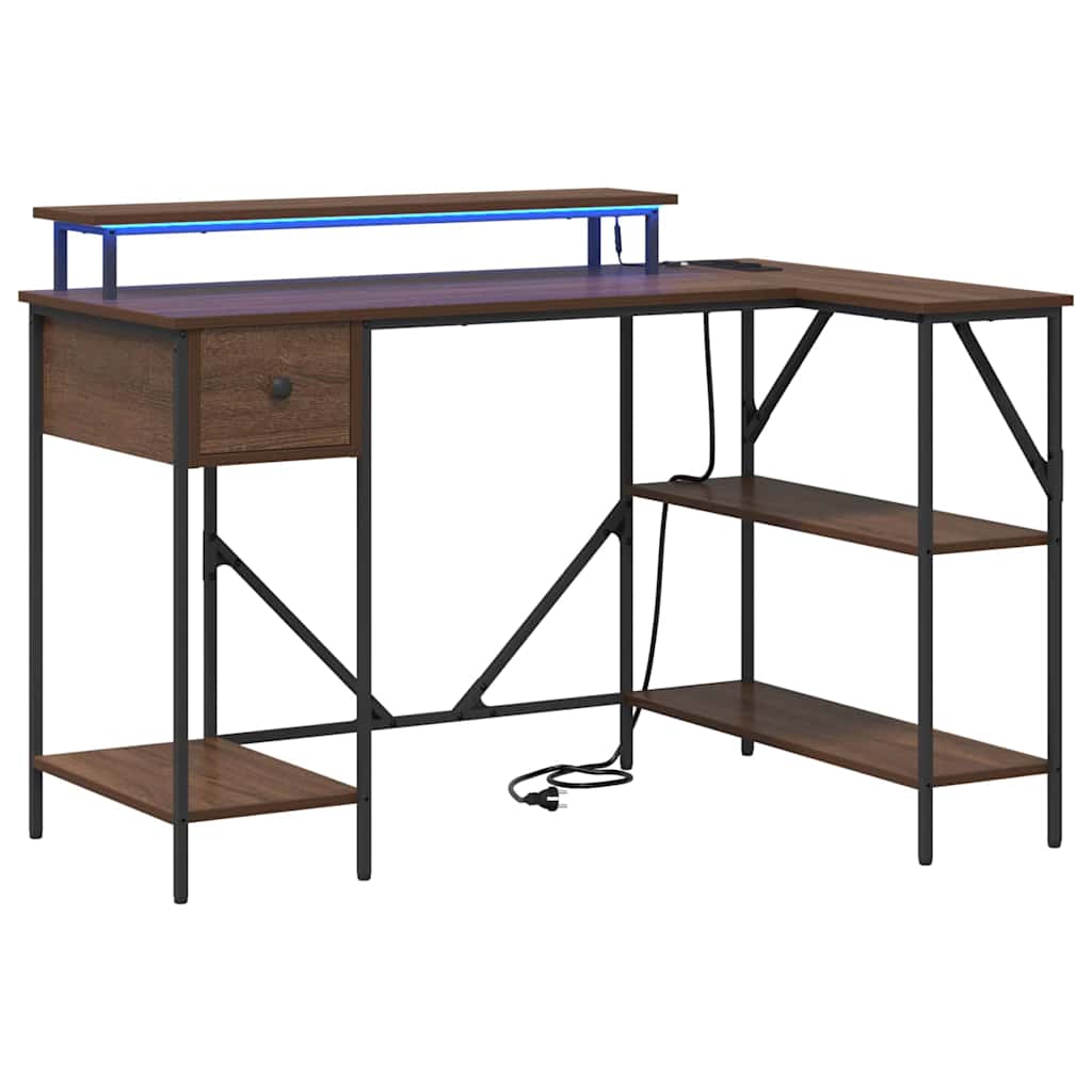 Bureau met lade Bruin Eiken 120 x 79 x 86,5 cm Bewerkt hout is nu te koop bij PeponiXL, paradijselijk wonen!
