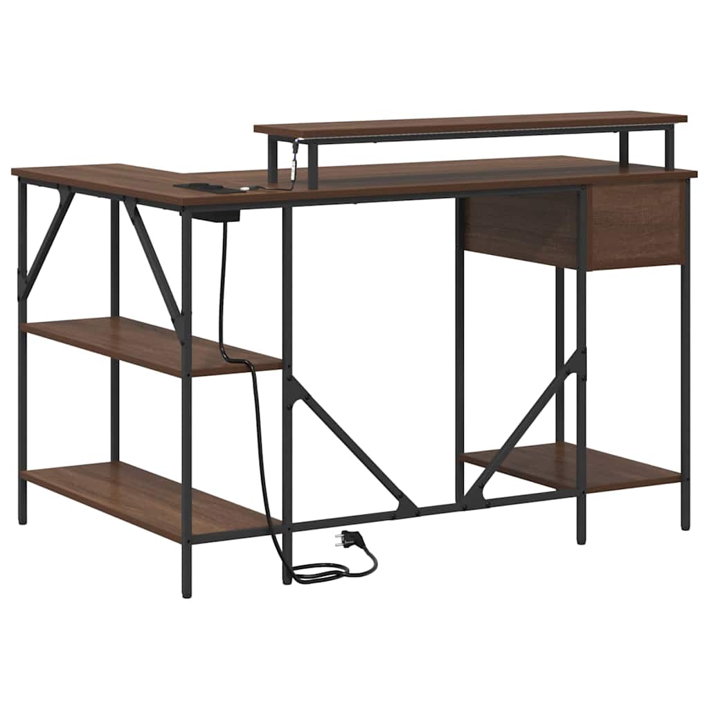 Bureau met lade Bruin Eiken 120 x 79 x 86,5 cm Bewerkt hout is nu te koop bij PeponiXL, paradijselijk wonen!
