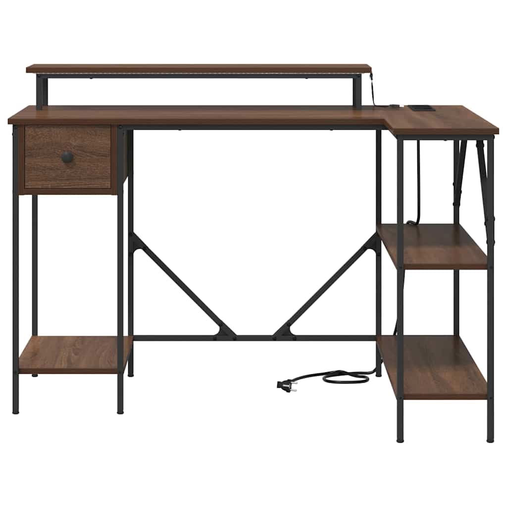 Bureau met lade Bruin Eiken 120 x 79 x 86,5 cm Bewerkt hout is nu te koop bij PeponiXL, paradijselijk wonen!